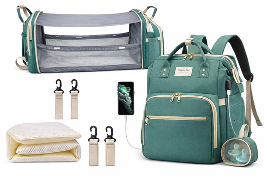 Mochila Pañalera de Maternidad en Denim con Compartimentos