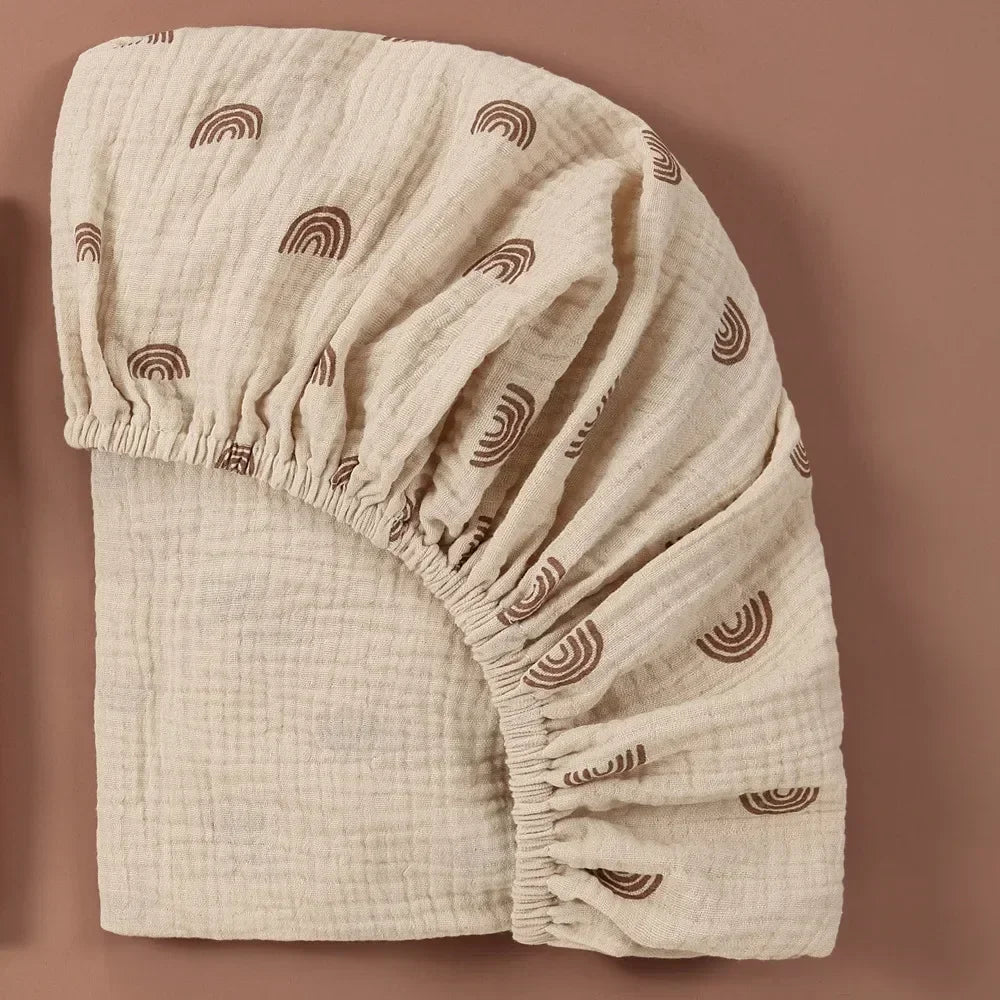 Sábana Ajustable de Muselina de Algodón para Bebé