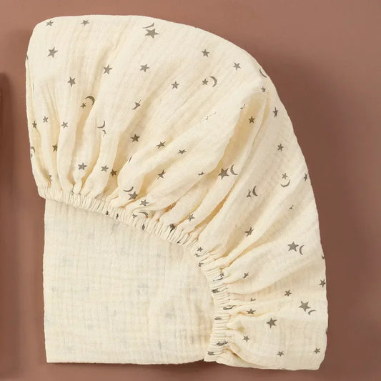 Sábana Ajustable de Muselina de Algodón para Bebé