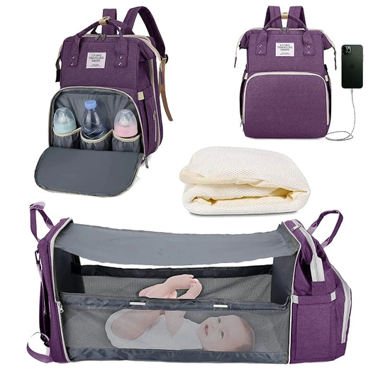 Mochila Pañalera de Maternidad en Denim con Compartimentos